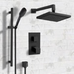 Remer SFR55 Matte Black Thermostatic Shower System with Handheld, Rain Shower Head, Shower Faucet Set